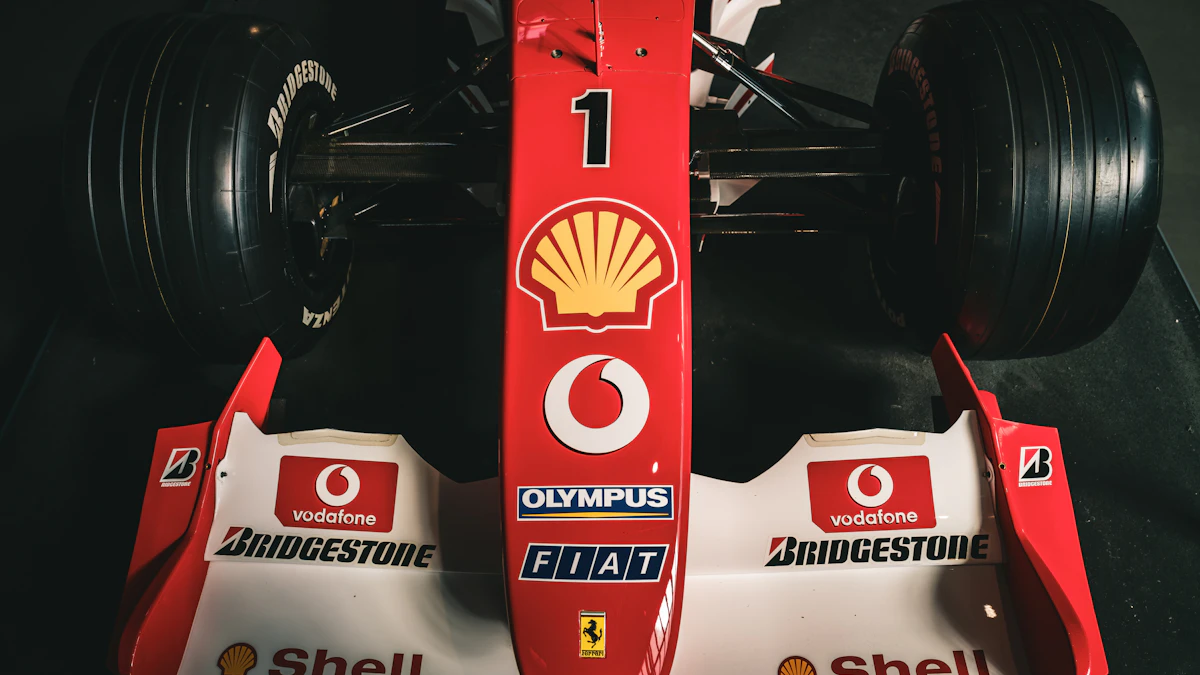 Front view of a formula-style racing car showing the wing