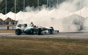 Historic Mercedes Formula 1 car driven at Goodwood Festival of Speed; illustrative photograph, not a 2026 car